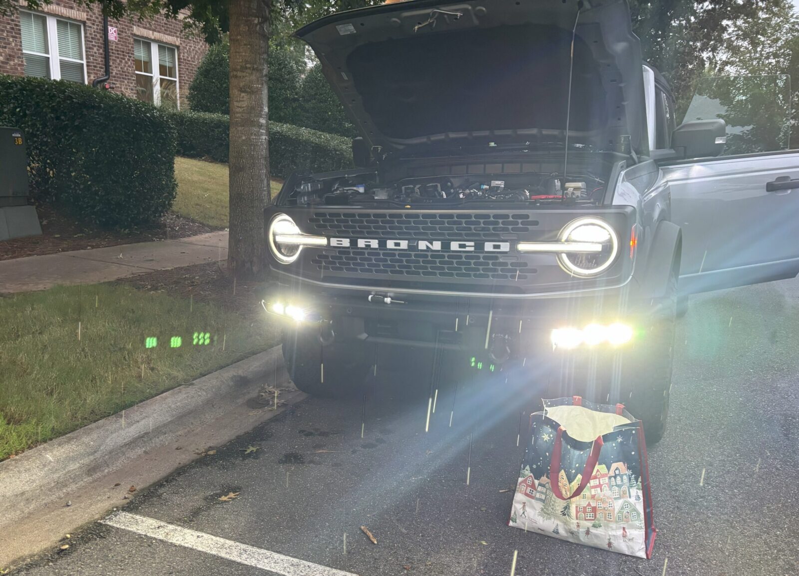 Off-road fog lights installed on a Ford Bronco Badlands.